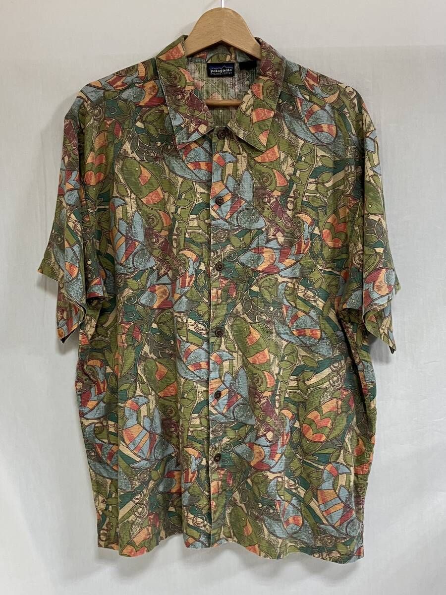 Patagonia パタゴニア 半袖シャツ アロハシャツ サイズM 総柄 90s STY53302 香港製