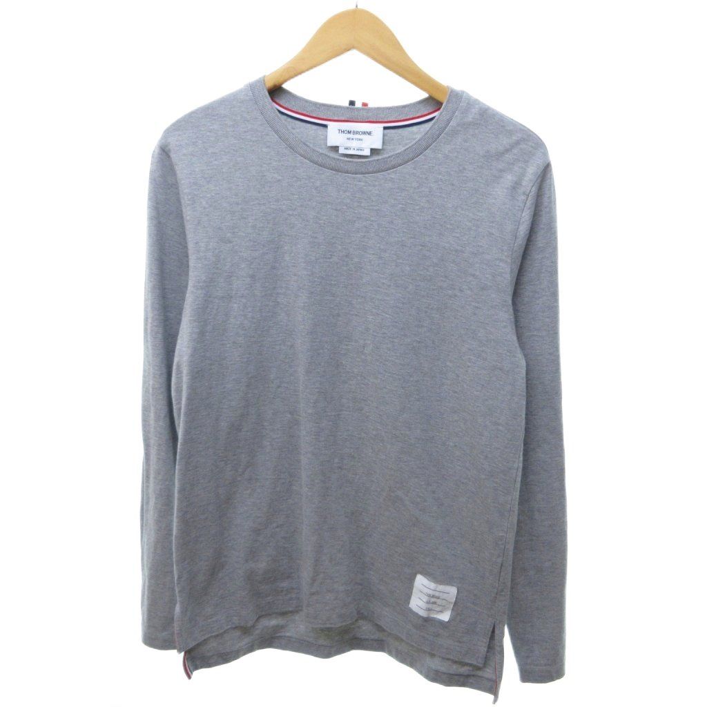 トムブラウン THOM BROWNE Tシャツ カットソー 長袖 無地 クルーネック グレー 1 /HW