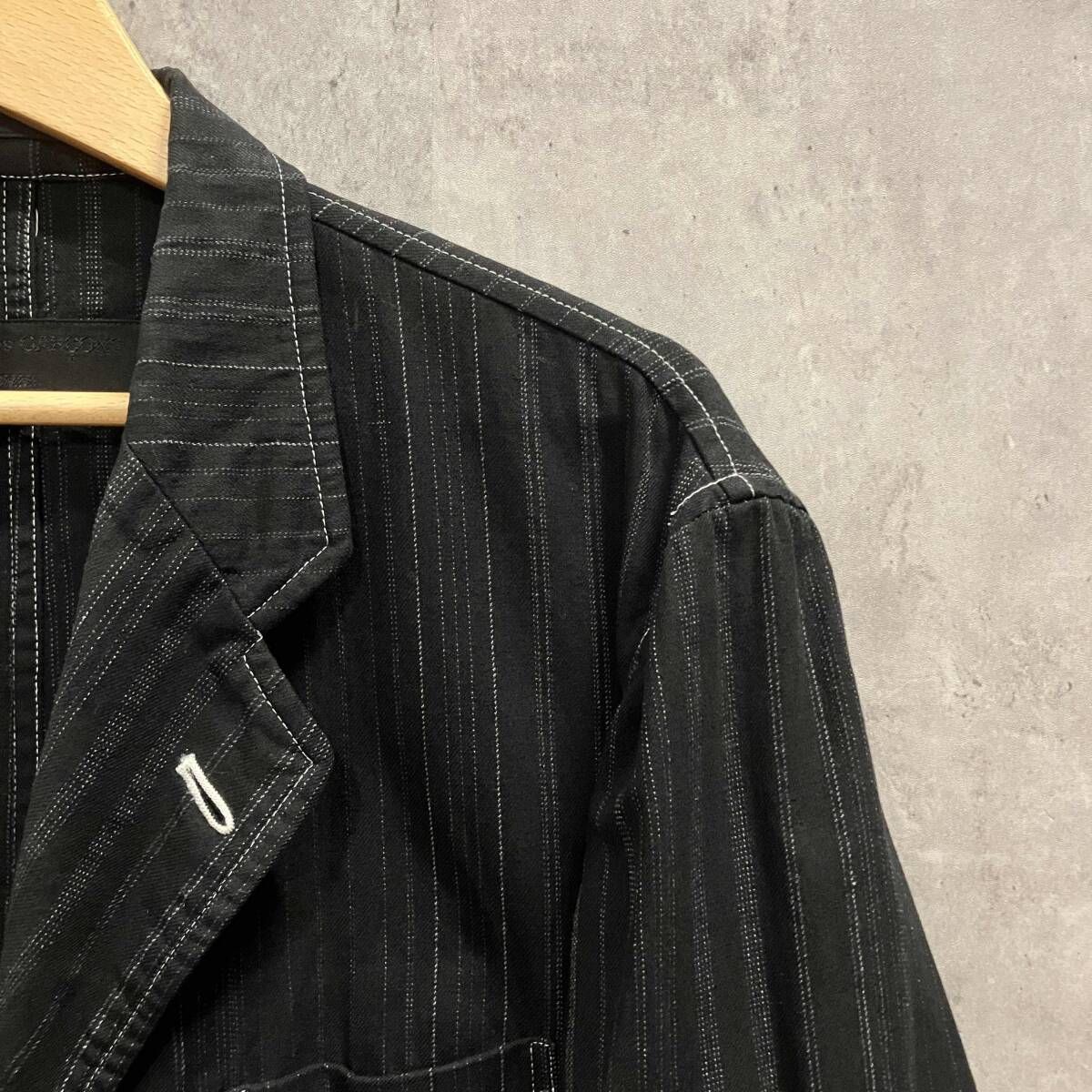 00SS COMME des GARÇONS HOMME テーラードジャケット 製品染ストライプ