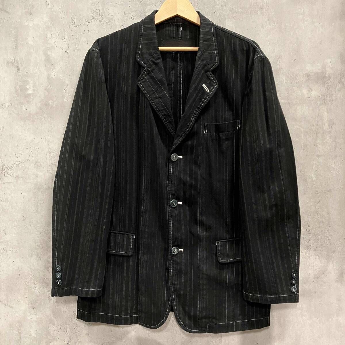 00SS COMME des GARÇONS HOMME テーラードジャケット 製品染ストライプ