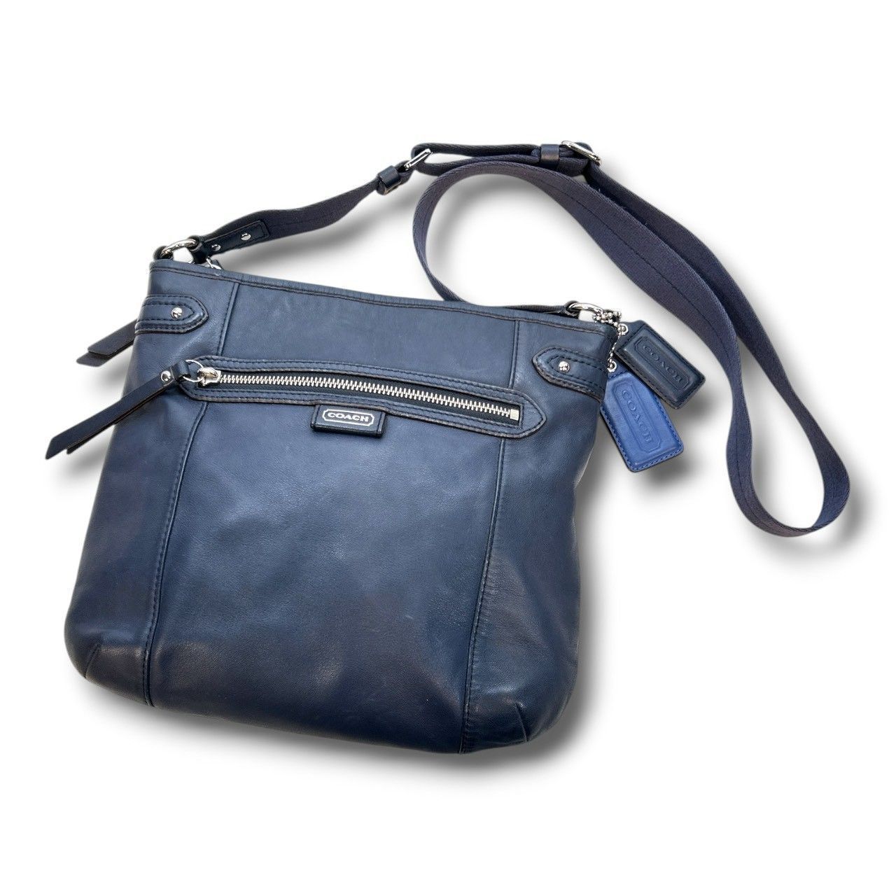 COACH コーチ レザーショルダーバッグ レザー バッグ ネイビー 紺 レディース ゴーゴー古着セントラルパーク名古屋店 24 No.久2382