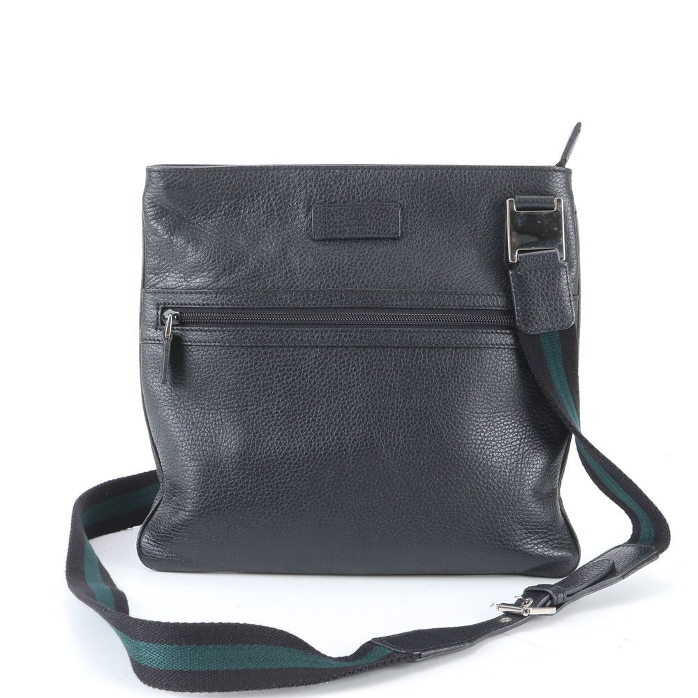 美品 グッチ 336670 レザー ショルダーバッグ 斜め掛け メッセンジャー ビジネス 通勤 トート ブラック メンズ RUE EB35-1【中古】