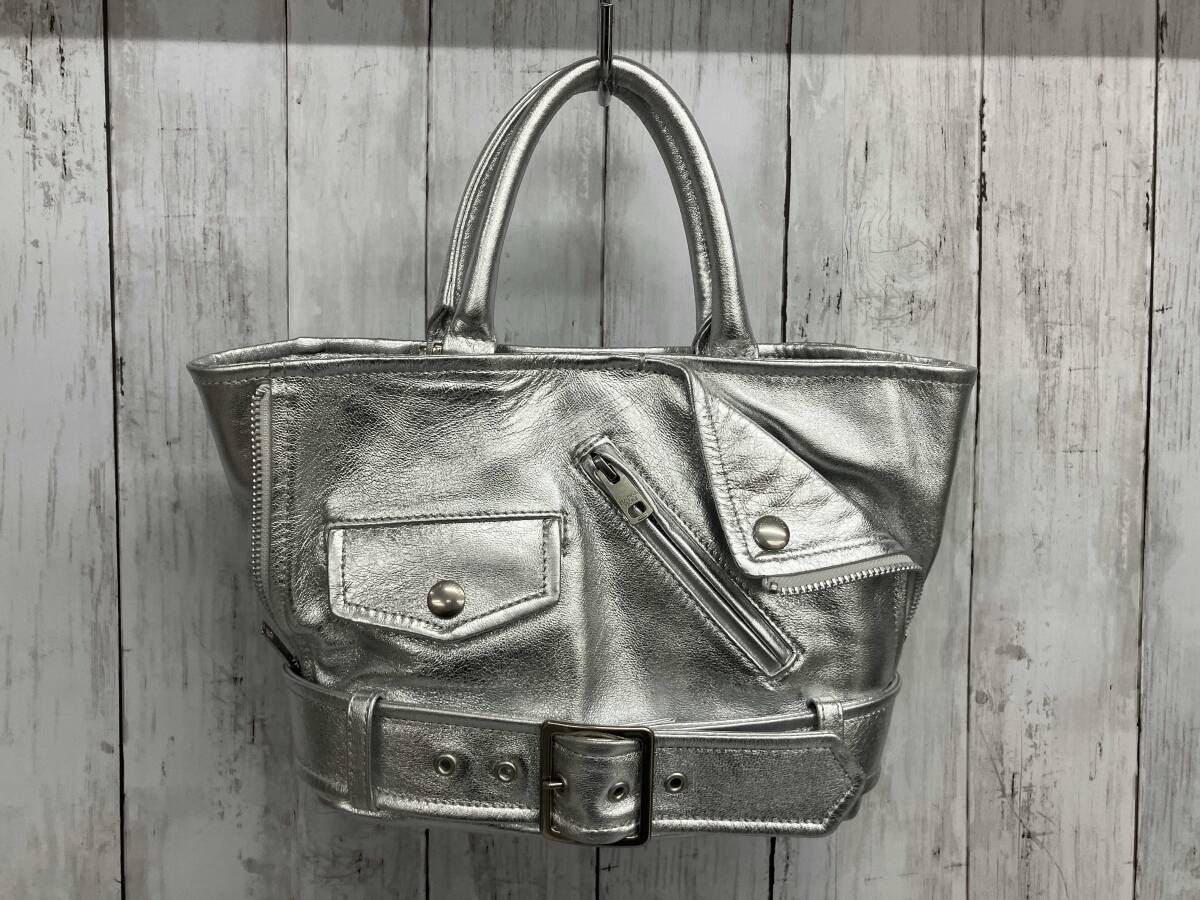 beautiful people ビューティフルピープル ハンドバッグ RIDERS KIDS TOTE BAG シルバー