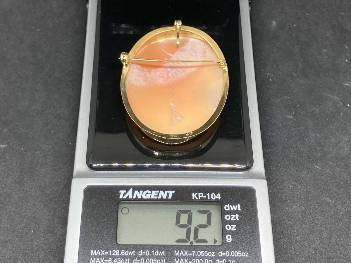 K18 カメオ ブローチ 9.2g 女性 横顔 ペンダントトップ 2WAY 18金