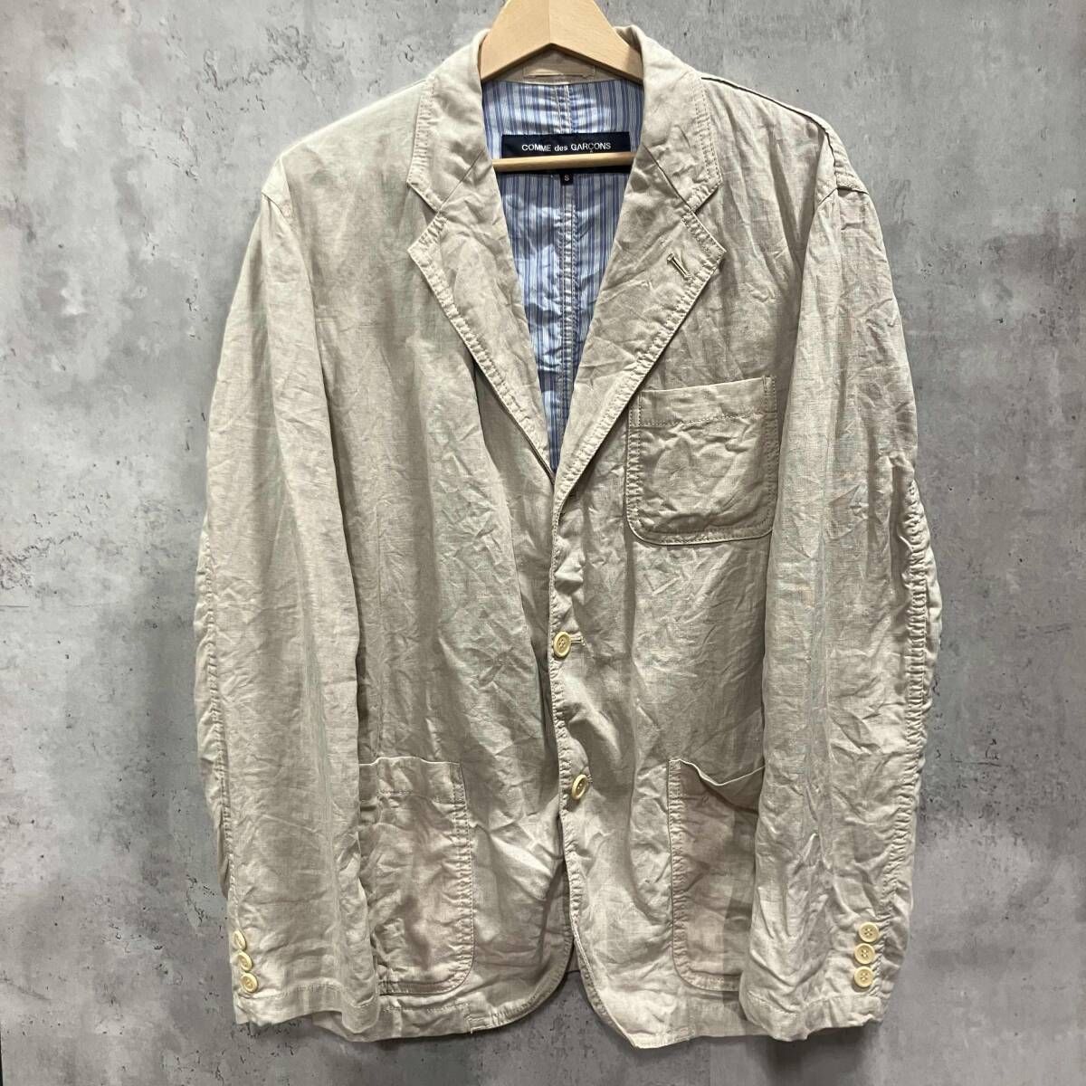 05SS COMME des GARCONS HOMME リネンテーラードジャケット size S ベージュ コムデギャルソンオム