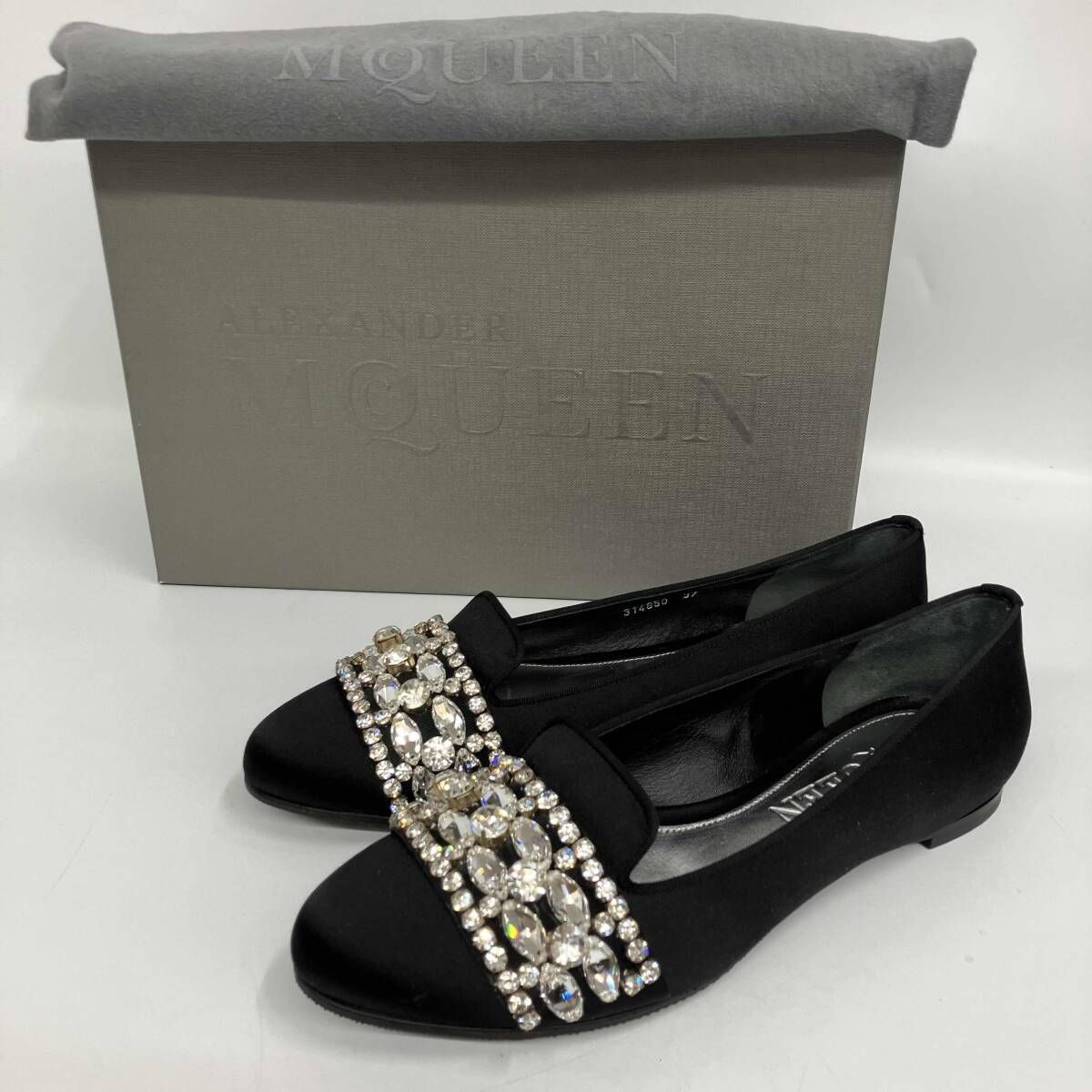【未使用】ALEXANDER MCQUEEN 定価10万円　黒　フラットシューズ Alexander Mcqueen/アレキサンダーマックィーン／パンプス/ビジュ