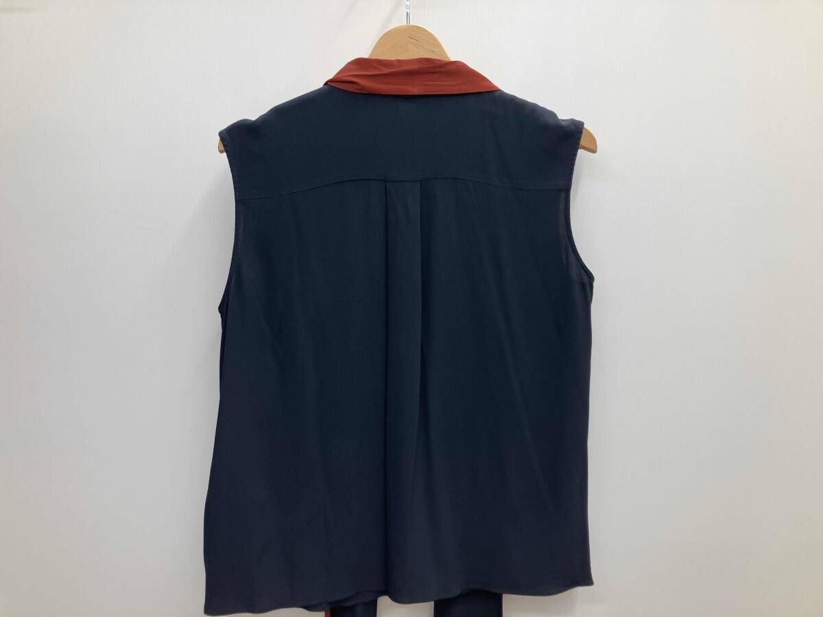Theory luxe セオリー ノースリーブブラウス シルク混 サイズ38 ダーク 