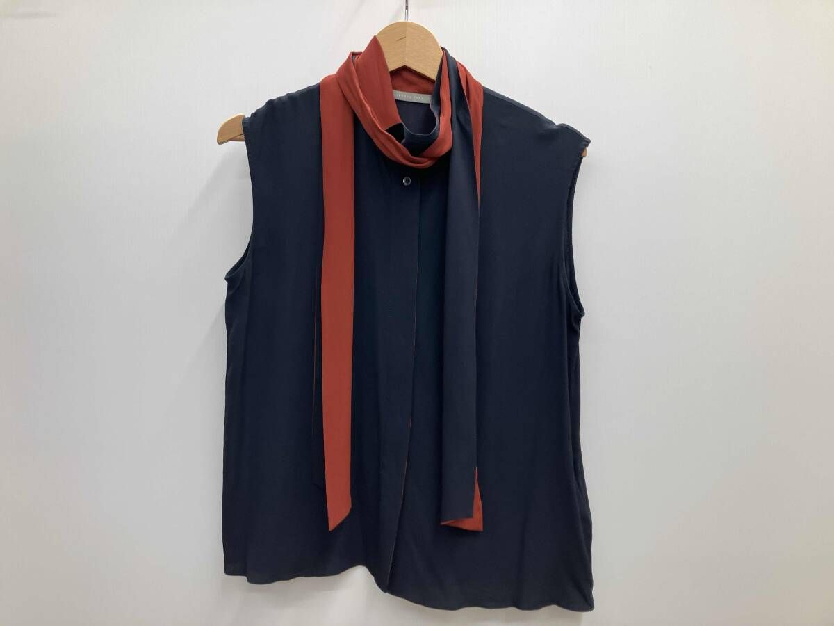 Theory luxe セオリー ノースリーブブラウス シルク混 サイズ38 ダーク 