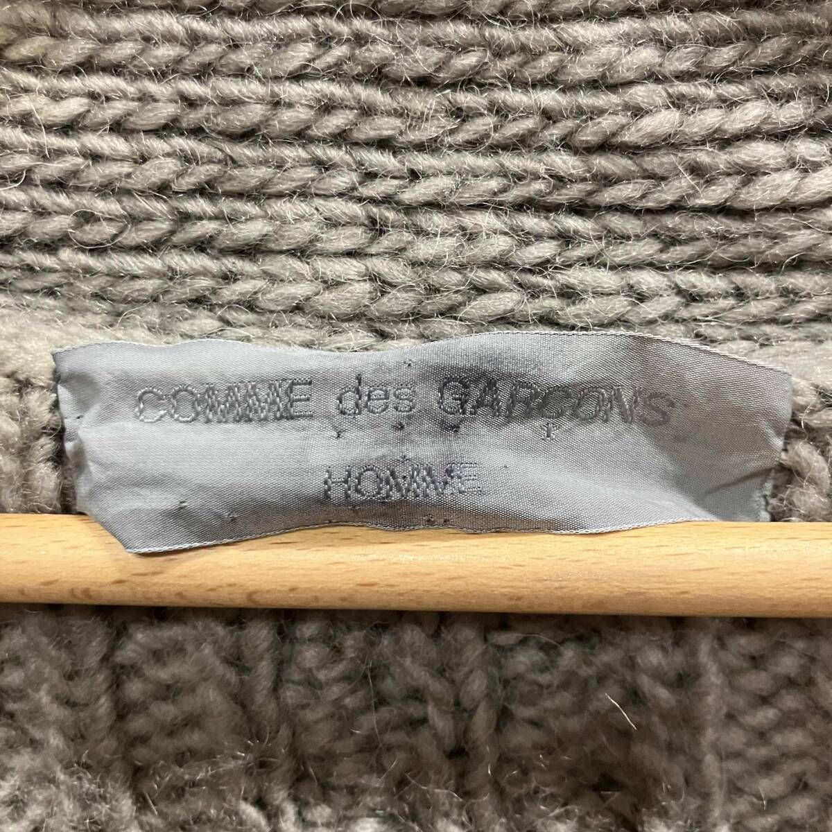 80s COMME des GARCONS HOMME ケーブルニットカーディガン グレー