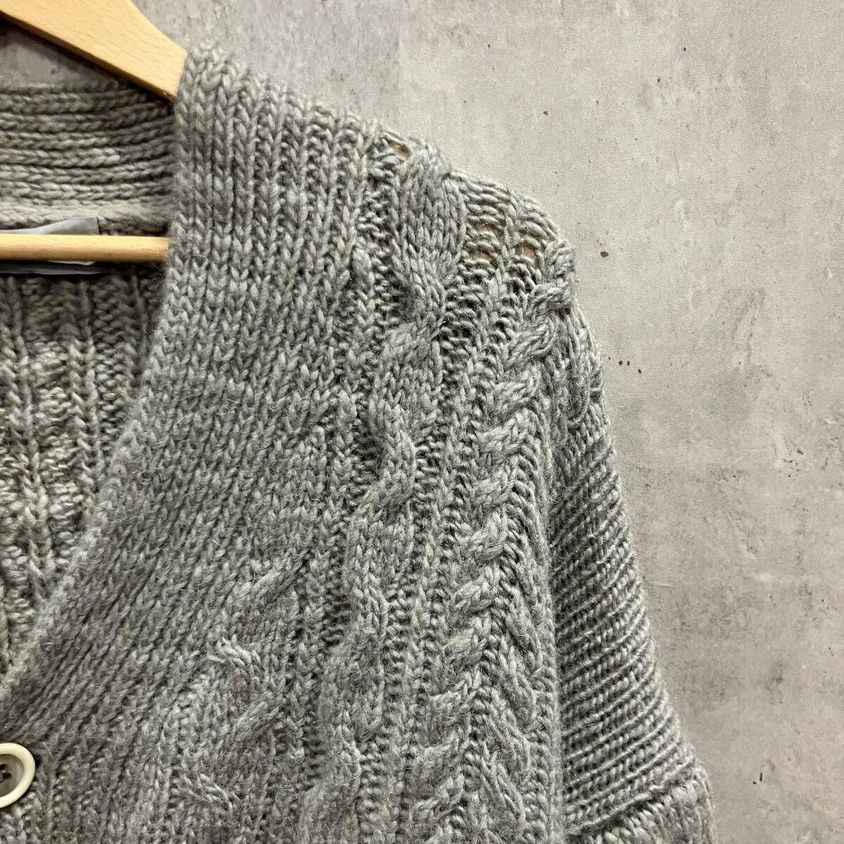 80s COMME des GARCONS HOMME ケーブルニットカーディガン グレー