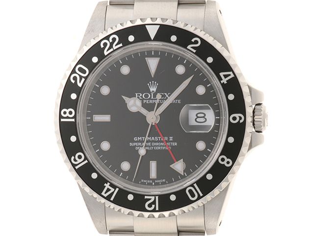 ROLEX ロレックス P番 ウォッチ GMTマスターⅡ 時計 16710 腕時計 ステンレス ブラック 自動巻き ボーイズ【中古】432