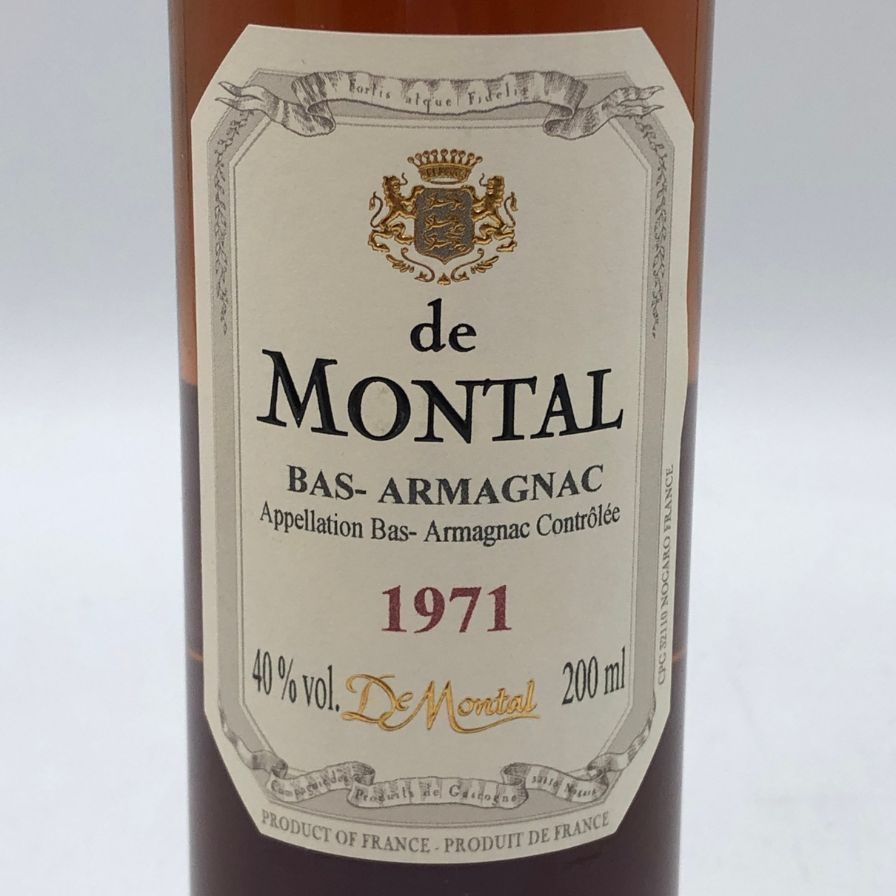 de Montal 1971 アルマニャック 200ml お値引きしました！ アルマニャック ド モンタル 1971 200ml 40% 【J4】 - メルカリ