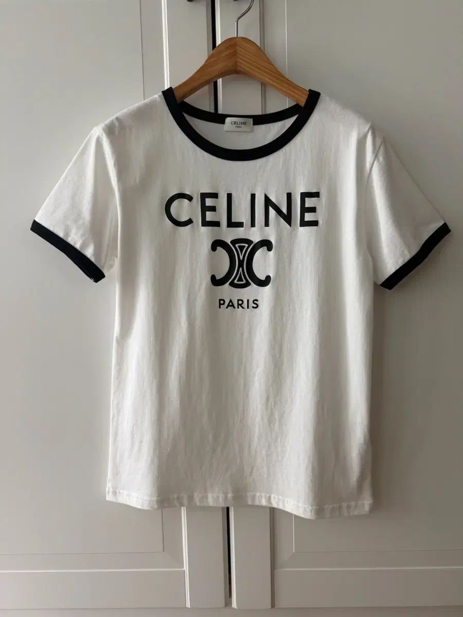 Celine セリーヌ トリミング ロゴ Tシャツ M