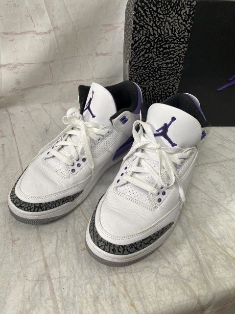 【中古】箱有 NIKE AIR JORDAN ﾅｲｷｴｱｼﾞｮｰﾀﾞﾝ 3ﾚﾄﾛ ｽﾆｰｶｰ CT8532-105 ﾎﾜｲﾄ ﾊﾟｰﾌﾟﾙ 28.0cm 991921123