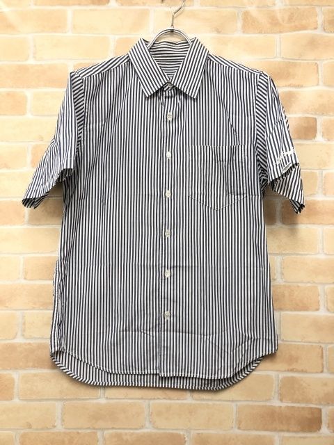 【中古】 GOOD ENOUGH グッドイナフ 半袖　ストライプシャツ ホワイト×ネイビー 2 111455487