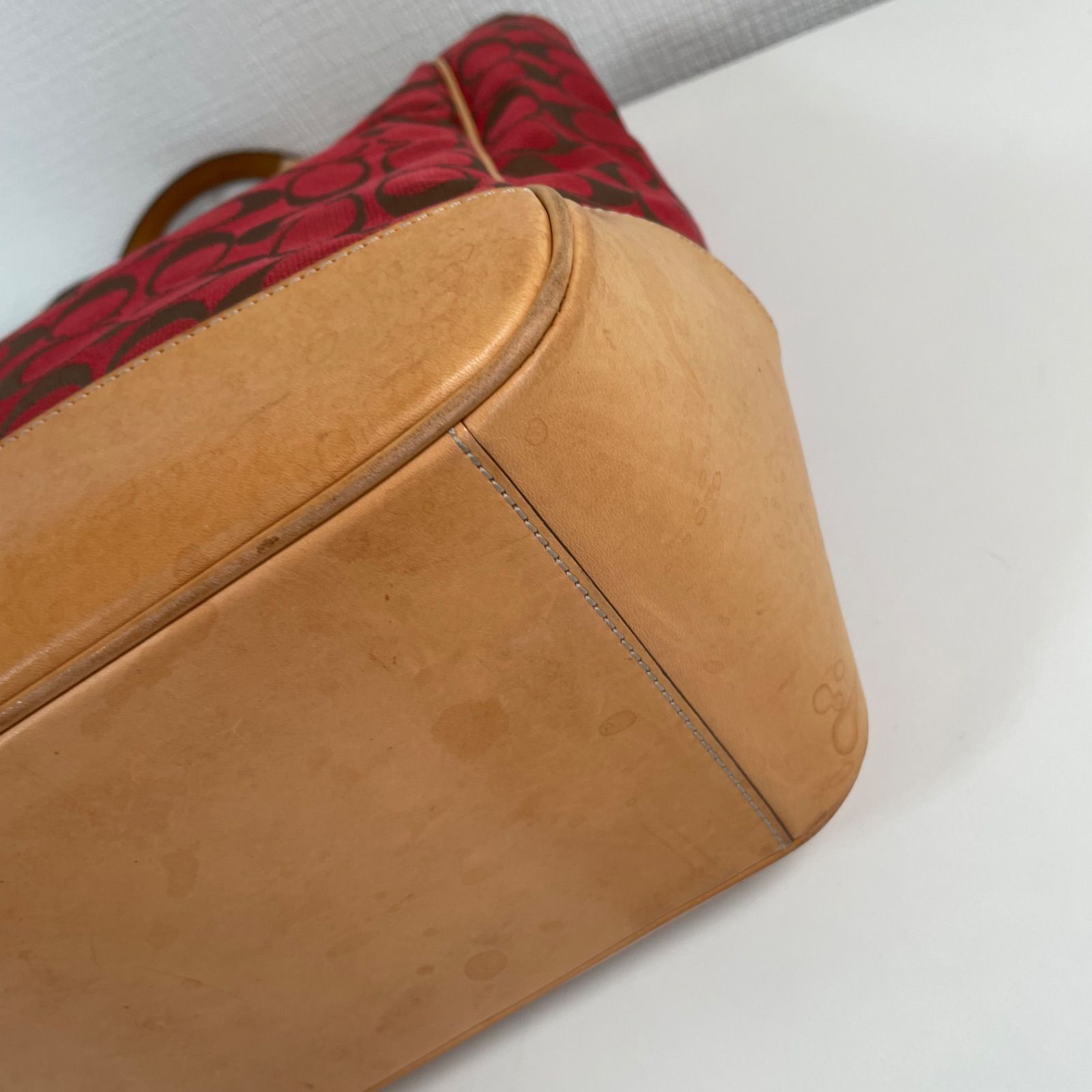 COACH コーチ シグネチャー ハンドバッグ レッド ユニセックス A4対応