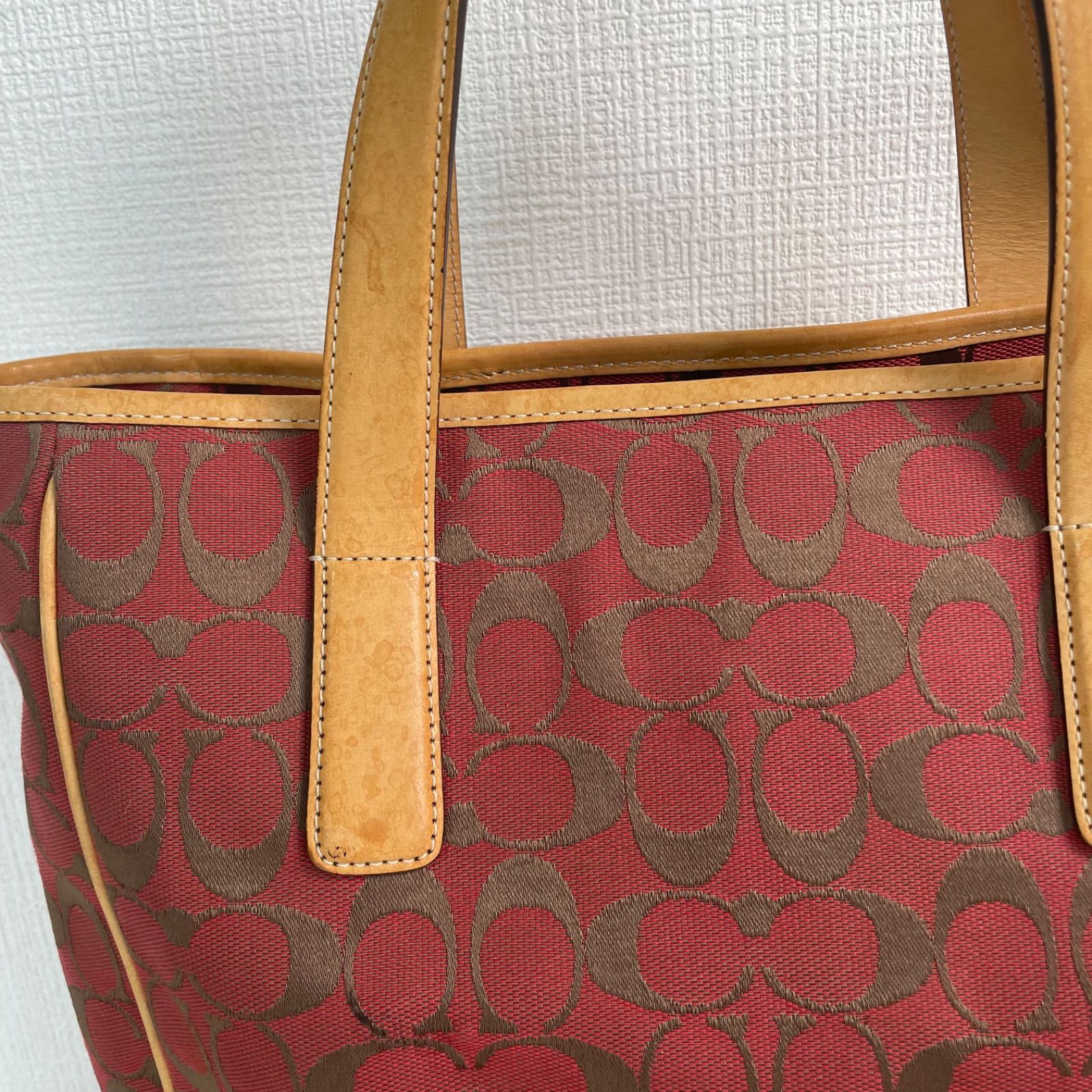 COACH コーチ シグネチャー ハンドバッグ レッド ユニセックス A4対応