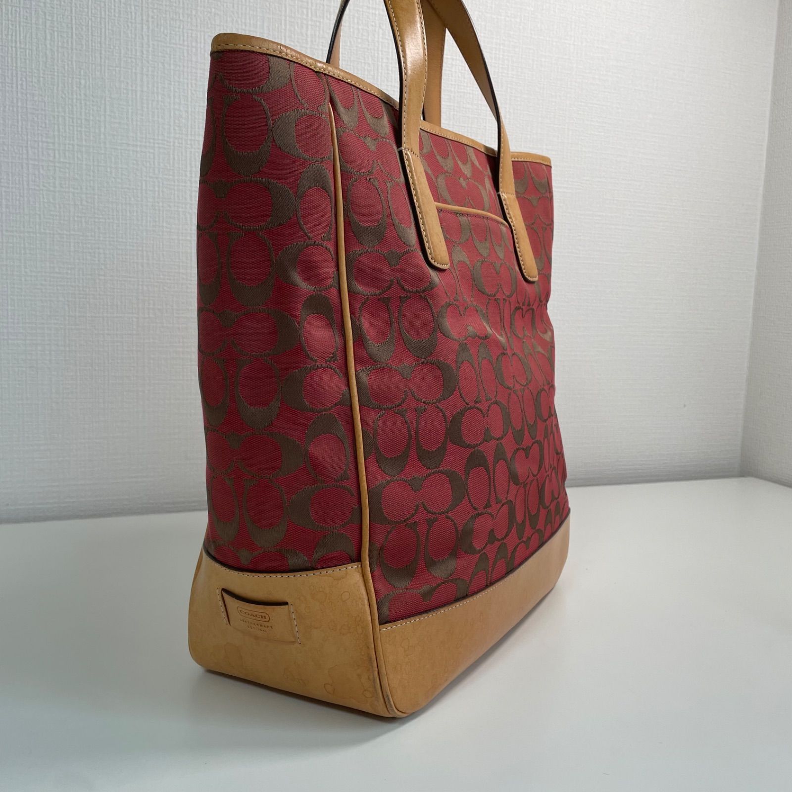 COACH シグネチャー ハンドバッグ レッド ユニセックス A4対応 - メルカリ