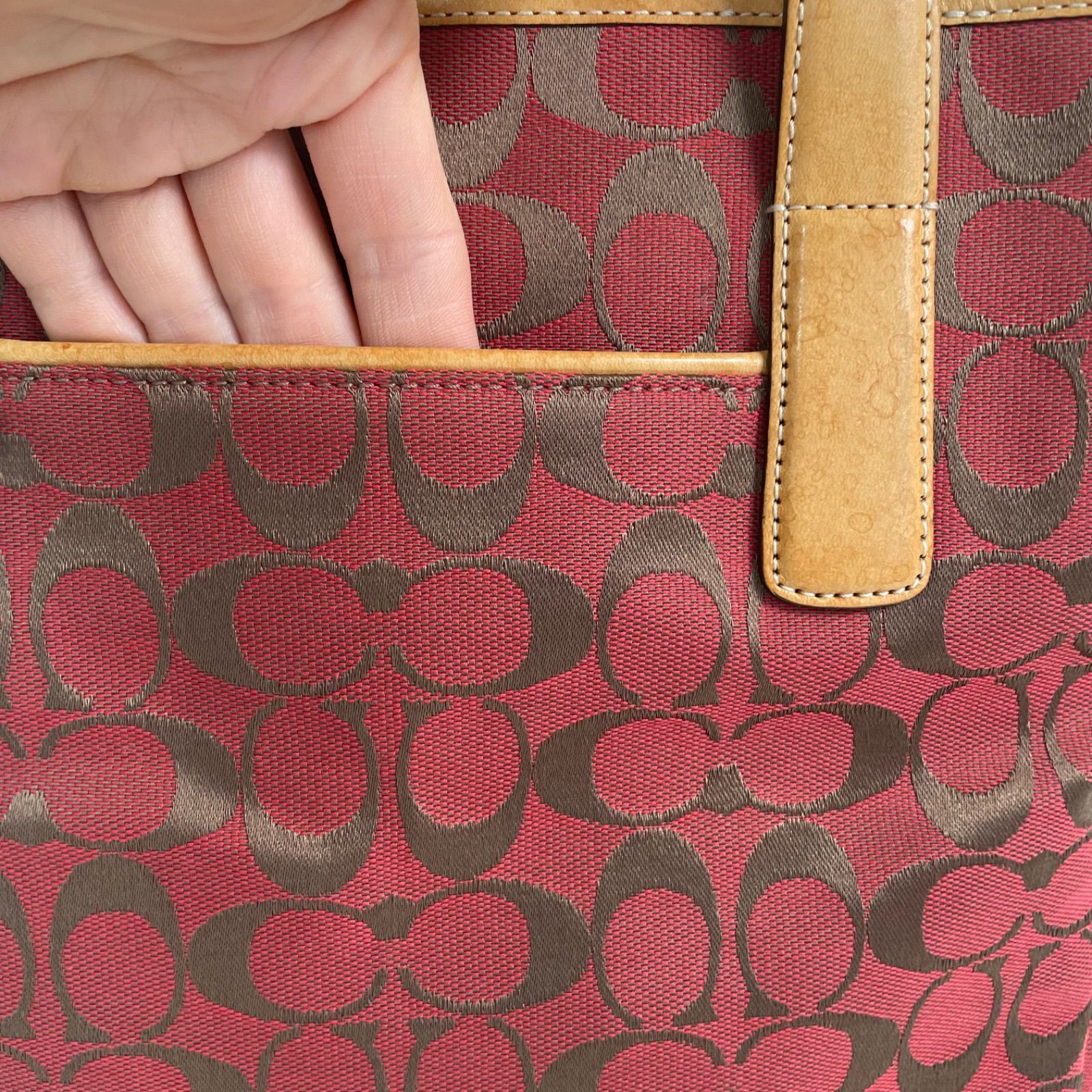 COACH シグネチャー ハンドバッグ レッド ユニセックス A4対応 - メルカリ
