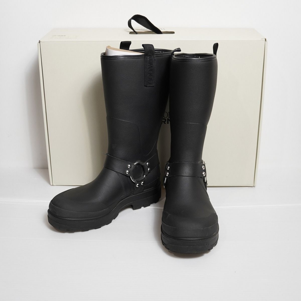 25AW Deadwood デッドウッド x Tretorn トレトン Black Rubber Boot ブラック ラバー レイン ブーツ ハーネス 800867 59 黒 27cm 40166Q♪