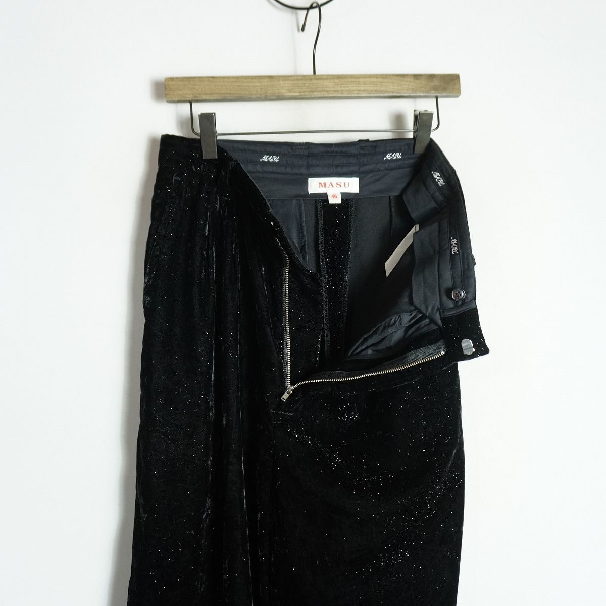 美品 24AW MASU エムエーエスユー VELVET WIDE TROUSERS BLACK MPFW
