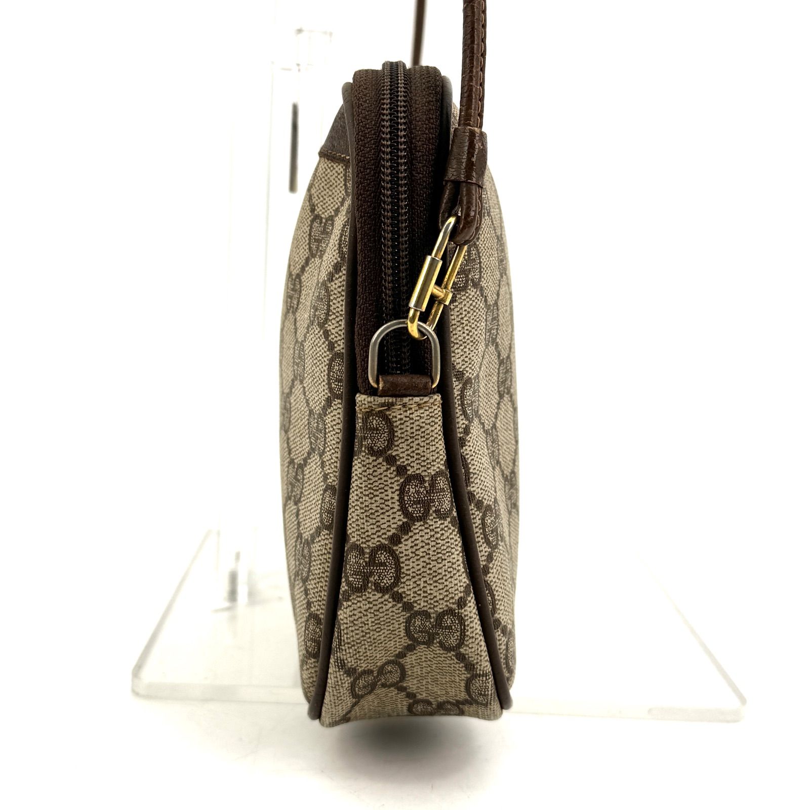 GUCCI グッチ GG柄 ショルダーバッグ PVC レザー ブラウン
