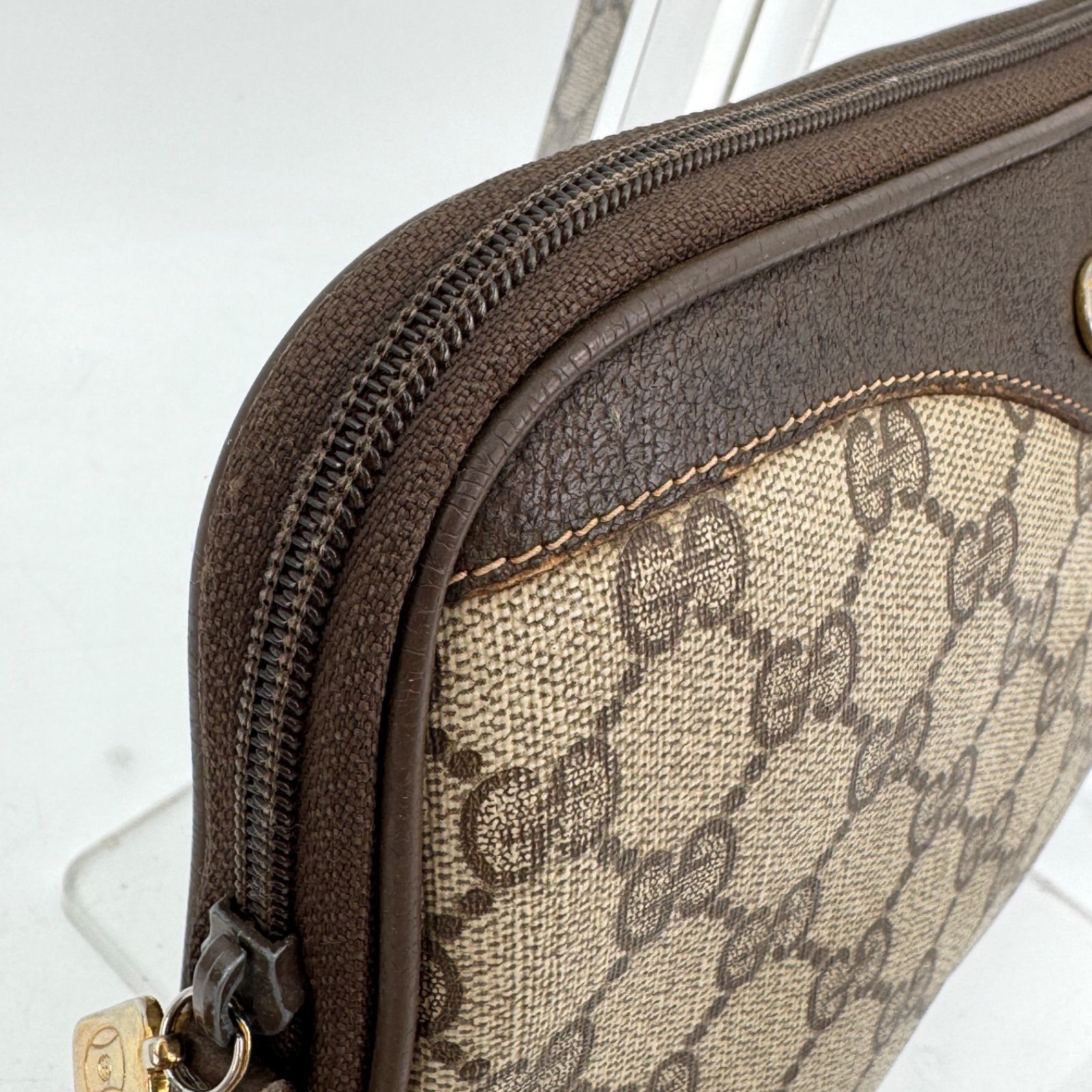 OLD GUCCI ヴィンテージ PVCレザー フラップショルダーバッグ GG柄 GUCCI グッチ GG柄 ショルダーバッグ PVC レザー ブラウン