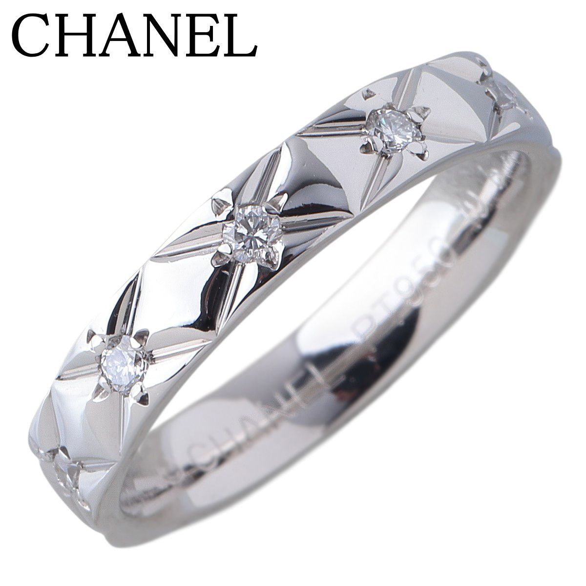 シャネル ダイヤ リング マトラッセ ミディアム フルダイヤ 10PD #52 幅3.5mm PT950 新品仕上げ済 CHANEL【26534】 98,989円