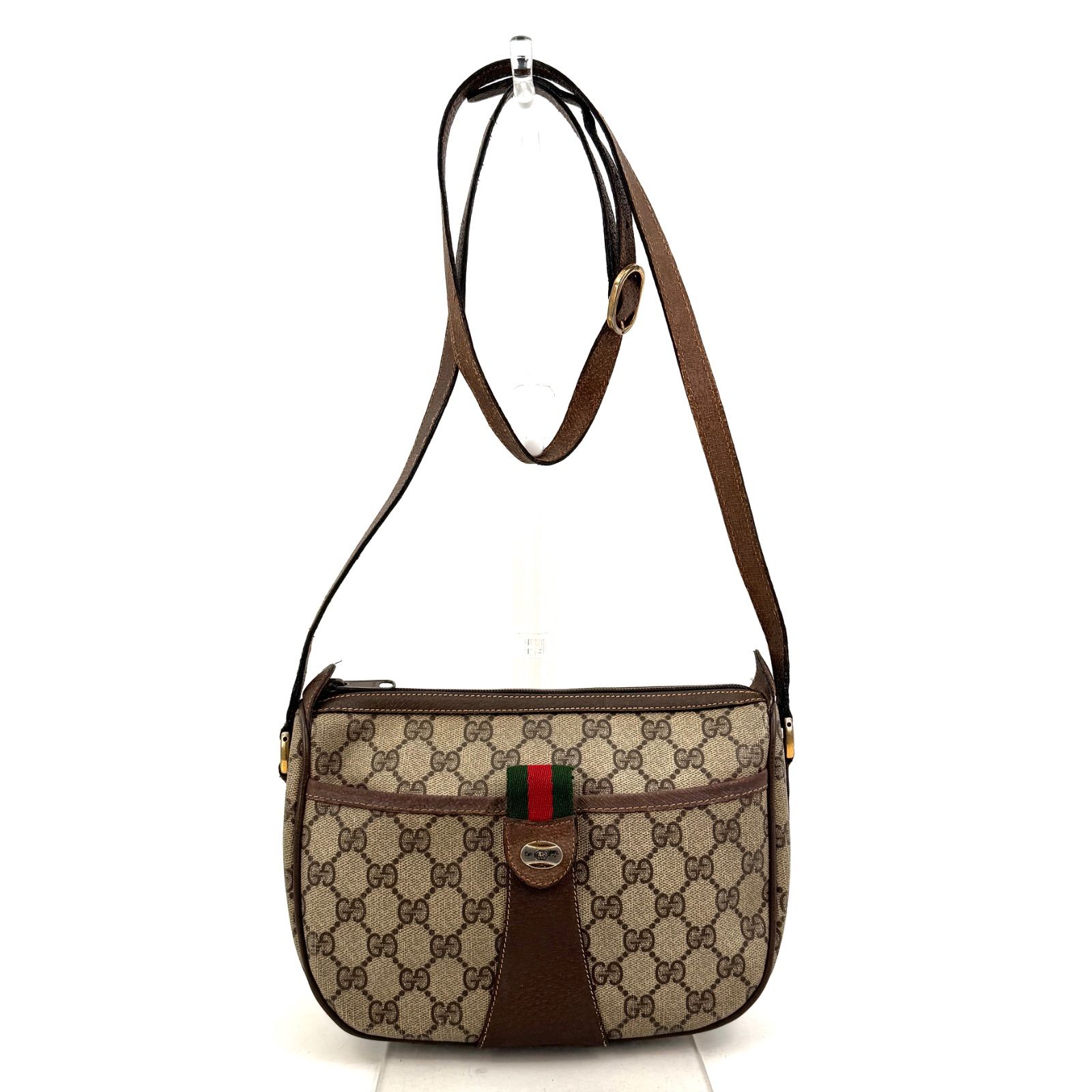 GUCCI グッチ シェリーライン GG柄 ショルダーバッグ PVC レザー