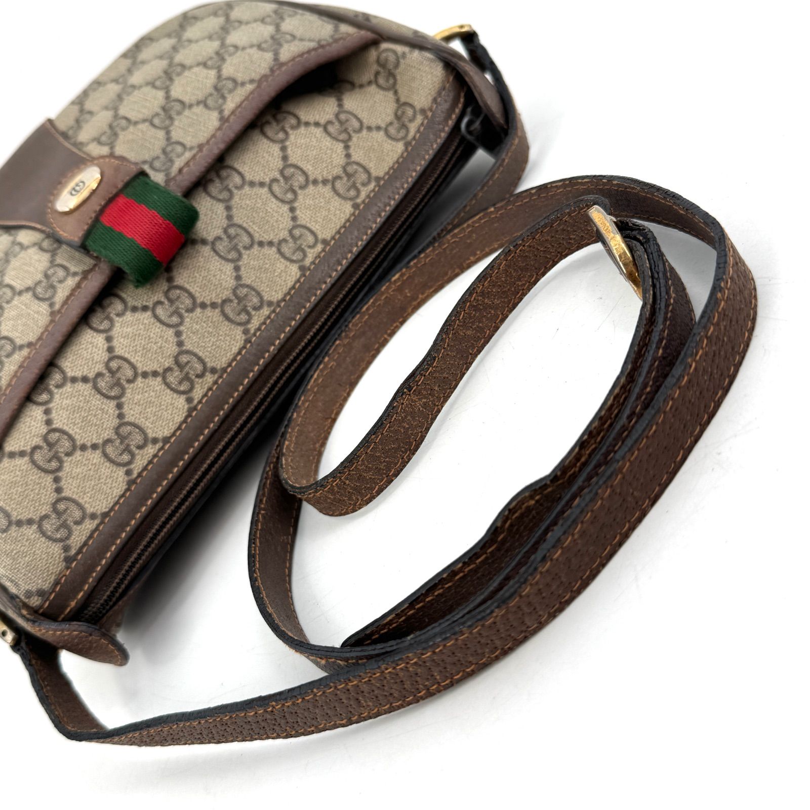GUCCI グッチ シェリーライン GG柄 ショルダーバッグ PVC レザー
