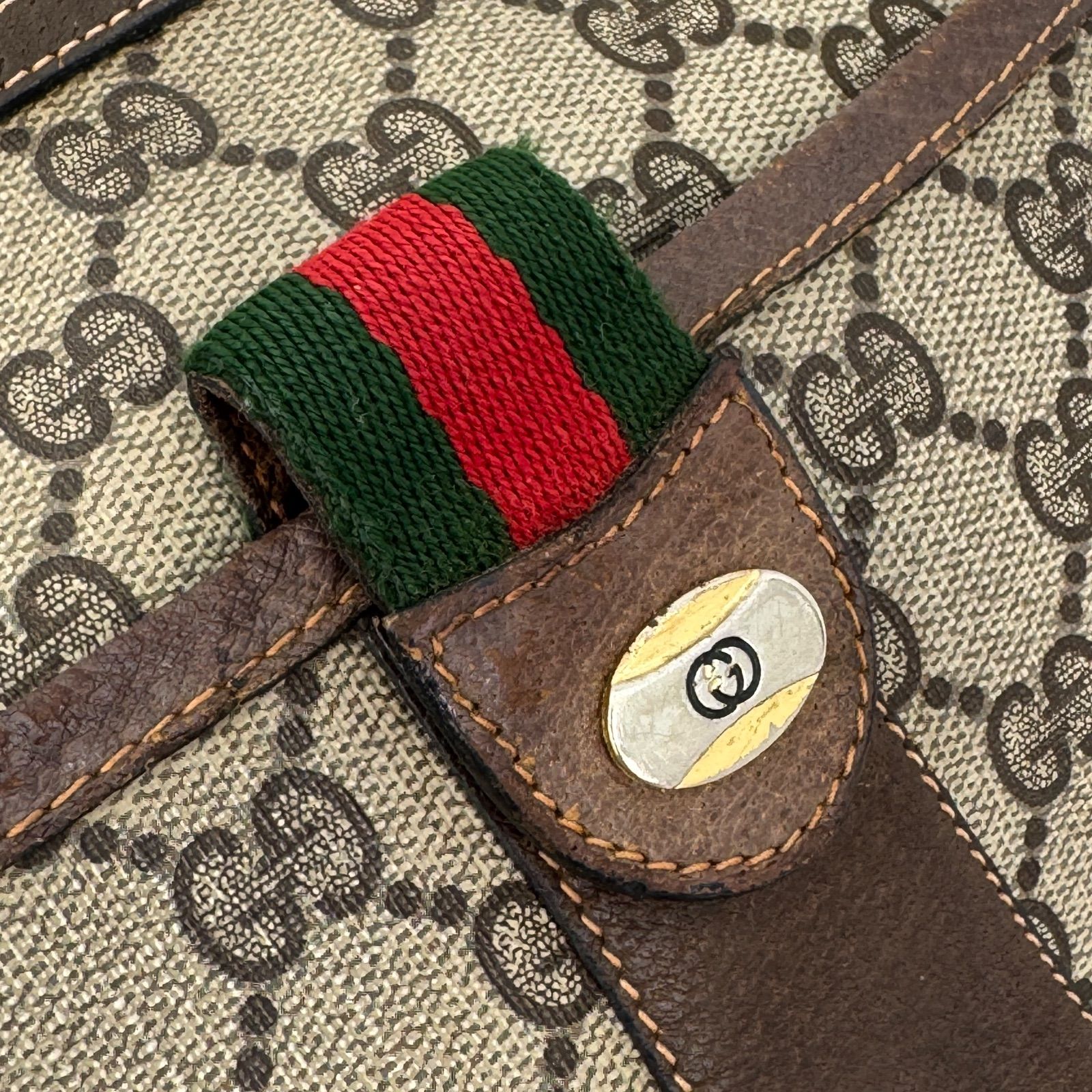 GUCCI グッチ シェリーライン GG柄 ショルダーバッグ PVC レザー
