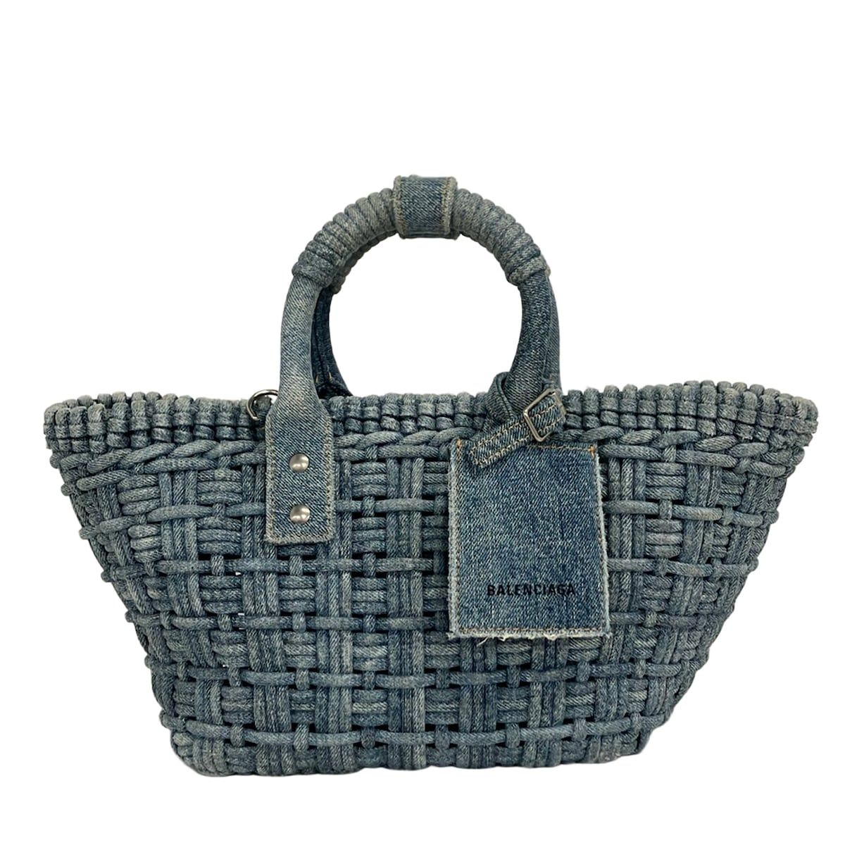 BALENCIAGA(バレンシアガ) トートバッグ ビストロ XS バスケット 671342 ブルー かごバッグ