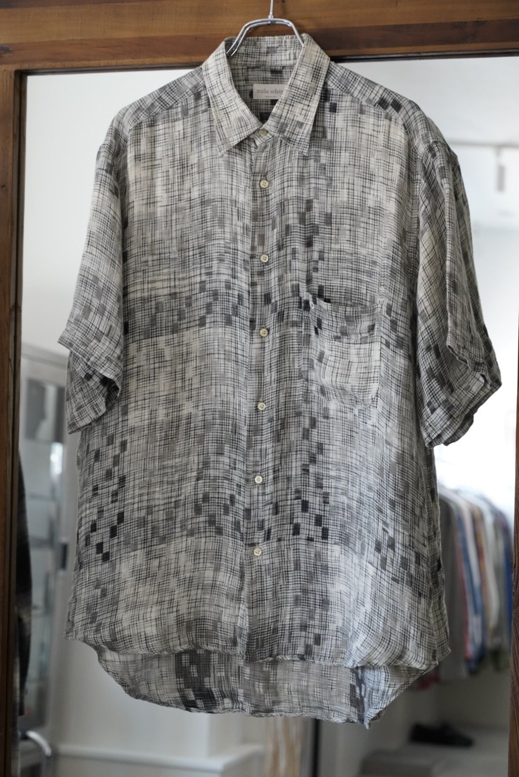 90s linen100% half sleeve shirt made in italy