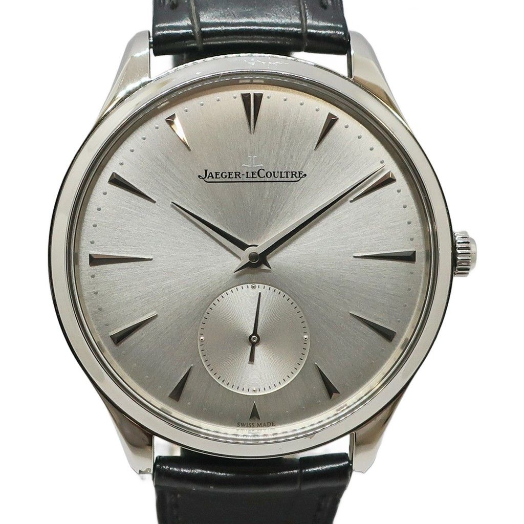 【天白】JAEGER LECOULTRE ジャガールクルト マスターウルトラスリム Q1278420 SS レザー シルバー 自動巻き メンズ 腕時計 男