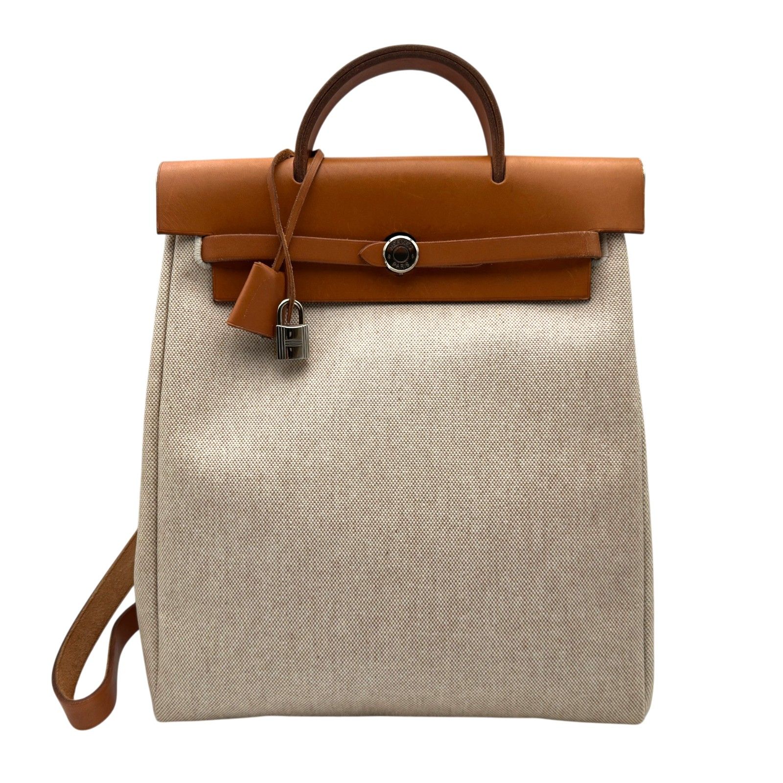 エルメス HERMES エールバッグアドPM □B刻 ベージュ/ゴールド トワル/レザー レディース リュック・デイパック