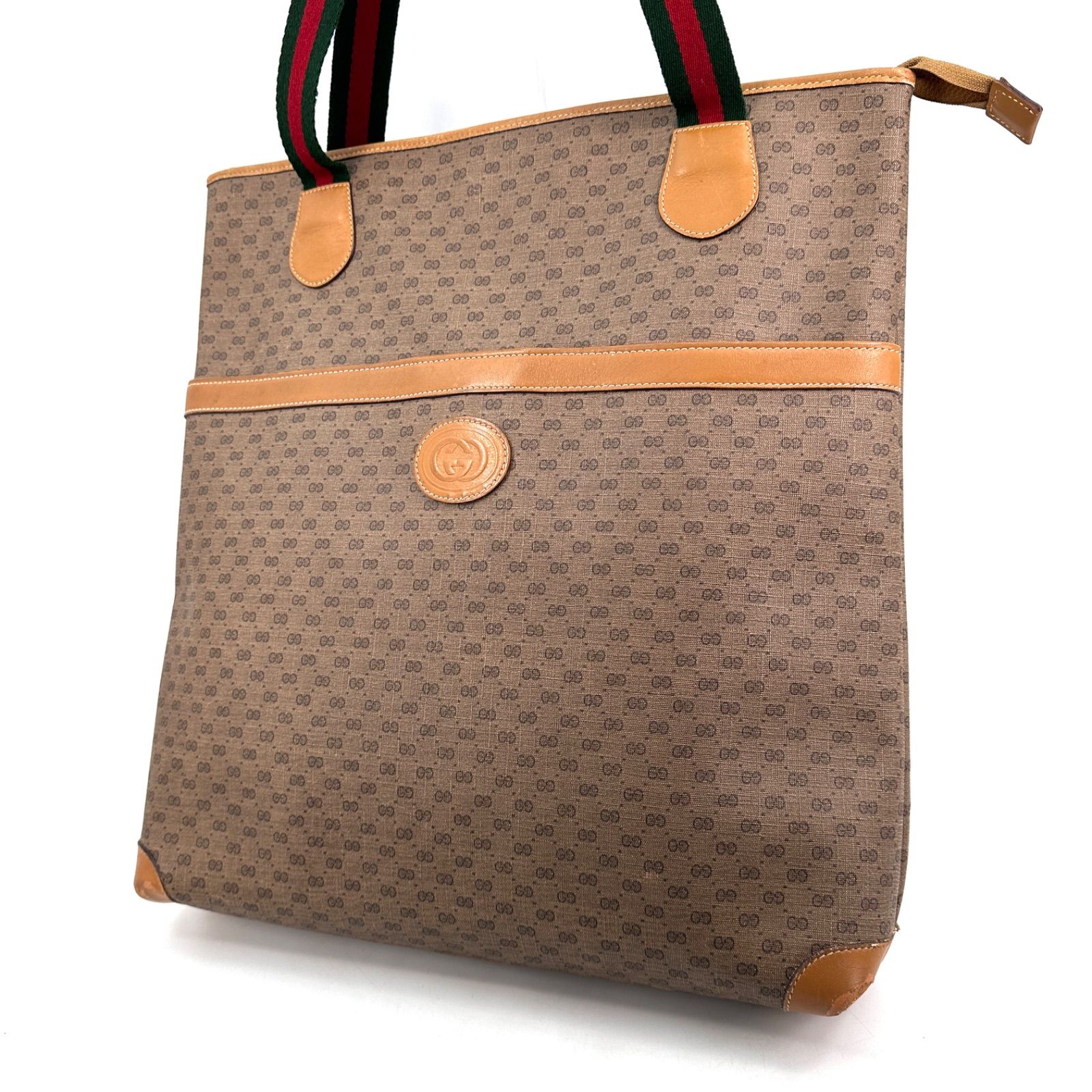 GUCCI グッチ マイクロGG シェリーライン トートバッグ ベージュ PVC
