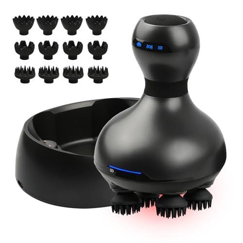EMS ヘッドスパ 電動頭皮ブラシ 高輝度赤色LED 【EMS×揉み×3D振動】 頭皮エステ 美容家電 全身適用 3種類のヘッド コードレス Type-C充電 お風呂 乾湿両用 HEAD SPA クリスマス プレゼント 誕生日 ギフト 母の日 ba116513