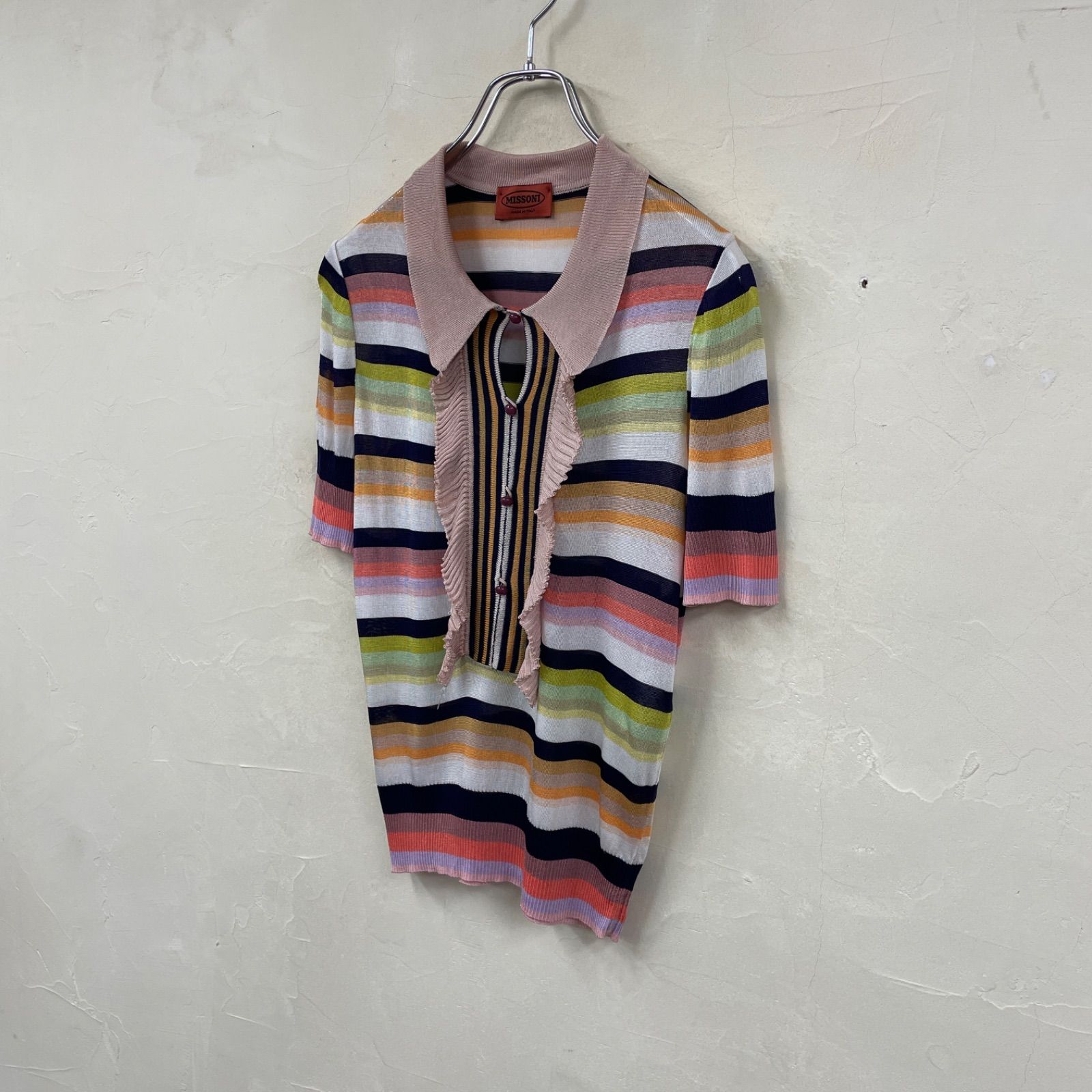 MISSONI ミッソーニ イタリア製 マルチカラー ボーダーシアーポロ