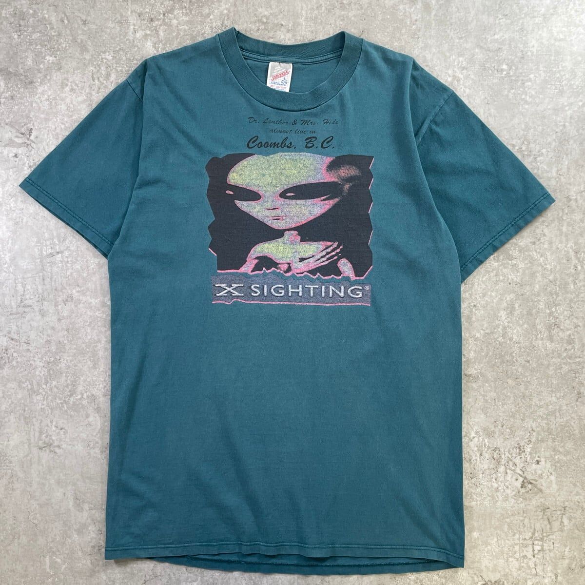 90年代 USA製 X SIGHTING 宇宙人 エイリアンプリントTシャツ メンズL 古着 90s VINTAGE ヴィンテージ カナダ BC州 深緑 7,700円