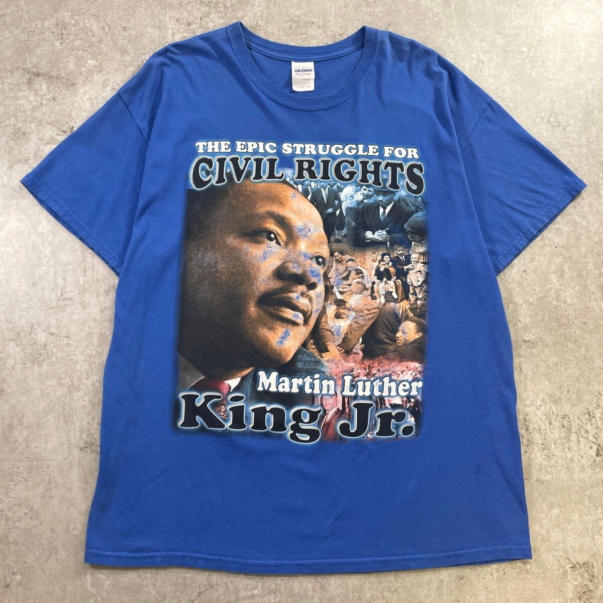 キング牧師 マルティンルーサーキング 偉人 フォトTシャツ メンズXL 公民権運動 古着 青