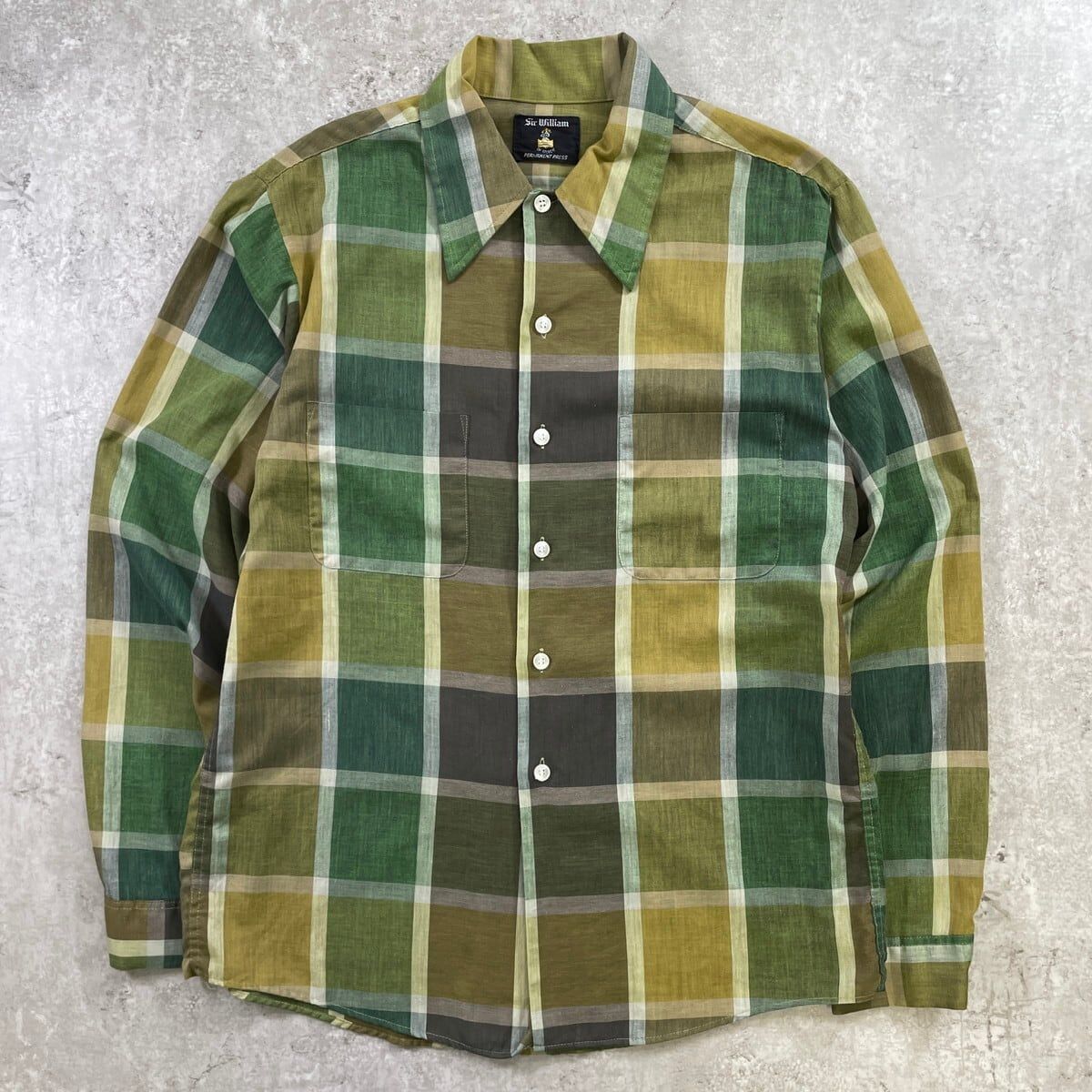 60-70年代 Sir William 長袖 チャックシャツ M相当 古着 VINTAGE ヴィンテージ