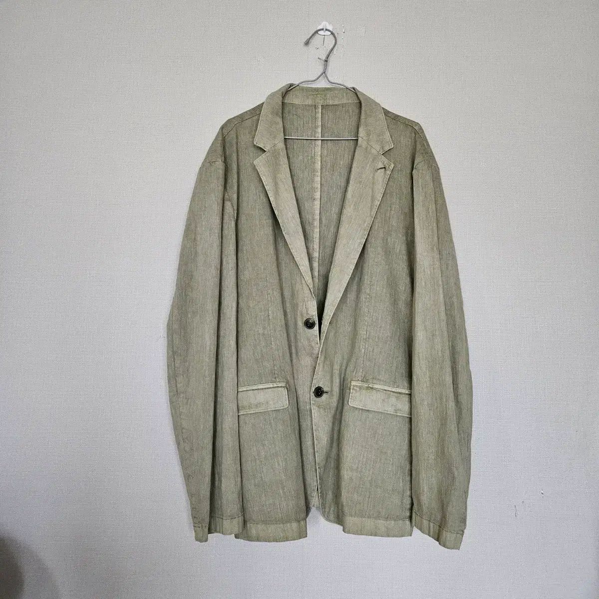 メンズ KOLONSPORTシリーズ リネン ジャケット カーキ 2ボタン 110