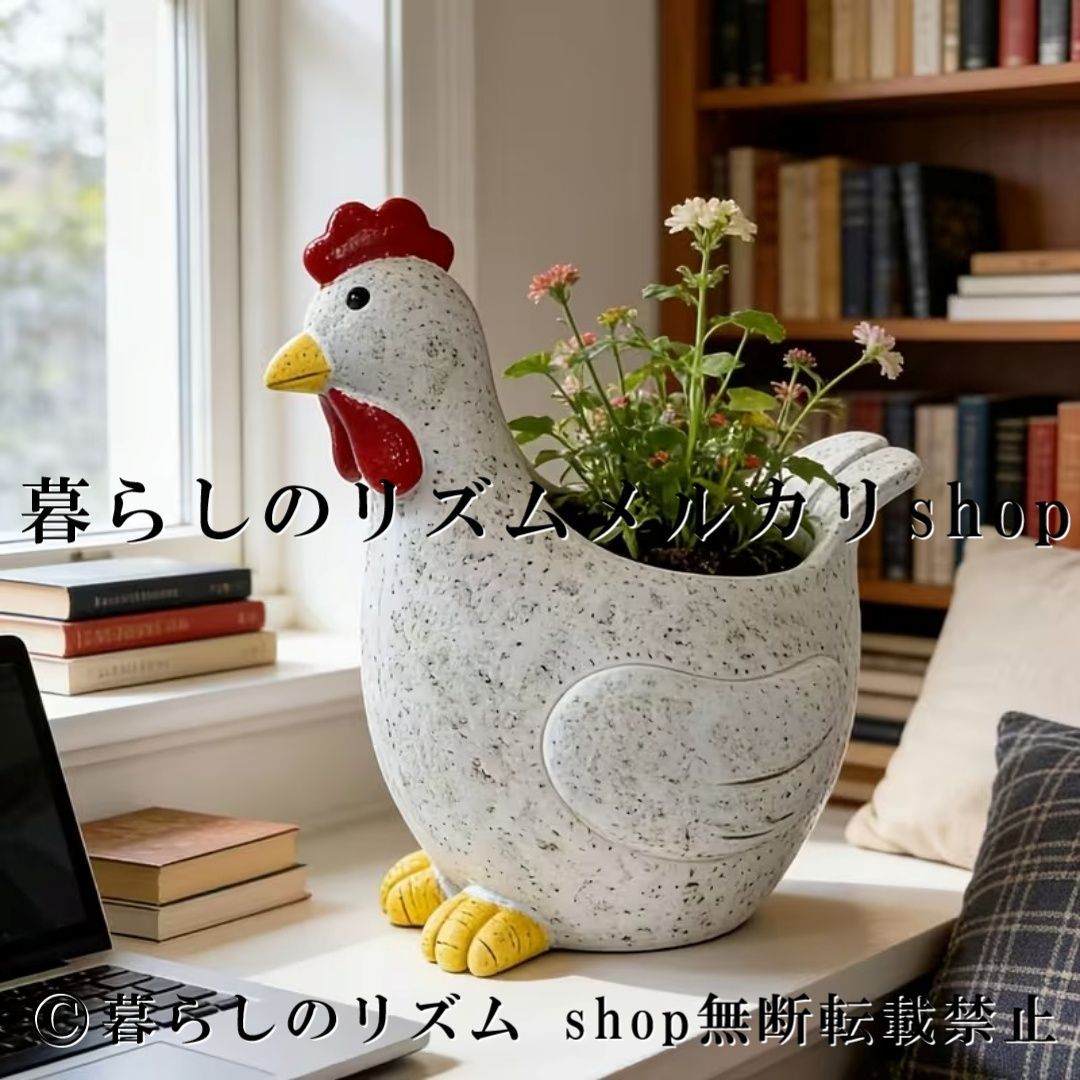 リアル 鶏 プランター 置物 レジン製 チキンフィギュア ガーデンオーナメント 鶏型 植木鉢 多肉植物 ポット 盆栽 ミニチュアガーデン 装飾 オブジェ 庭飾り 屋外 屋内 ガーデニング 雑貨 ヤードディスプレイ ホームデコレーション アニマルプランター