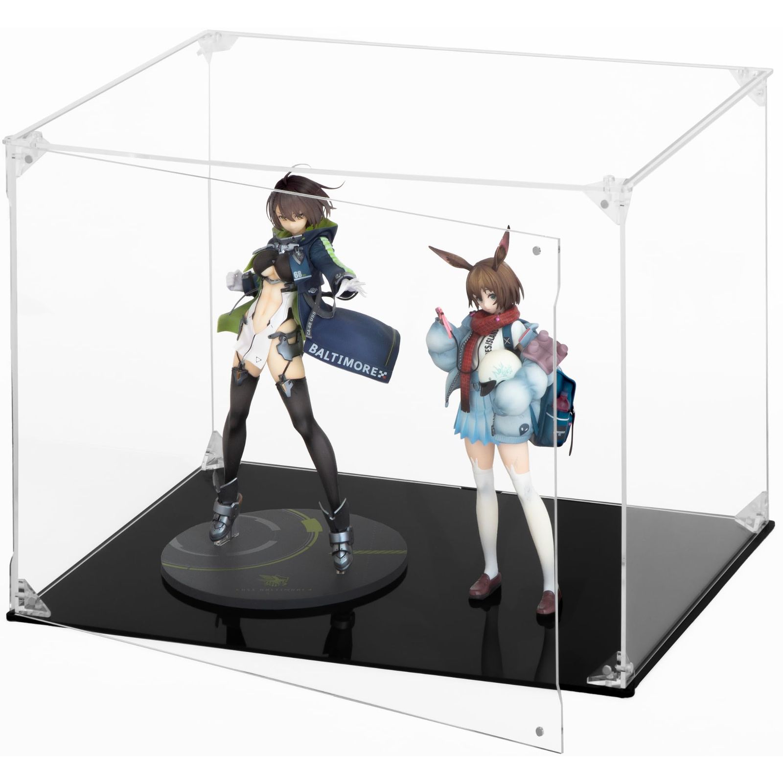 HYPE GUARD【公式】フィギュアケース UVカット99.3％【フィギュアコレクター考案】 積み重ね可能 アクリル【マグネット付き 前扉】クリア 棚 コレクション ディスプレイ (台座：黒, 内寸：幅40×奥行30×高さ30cm)AR 389ed029