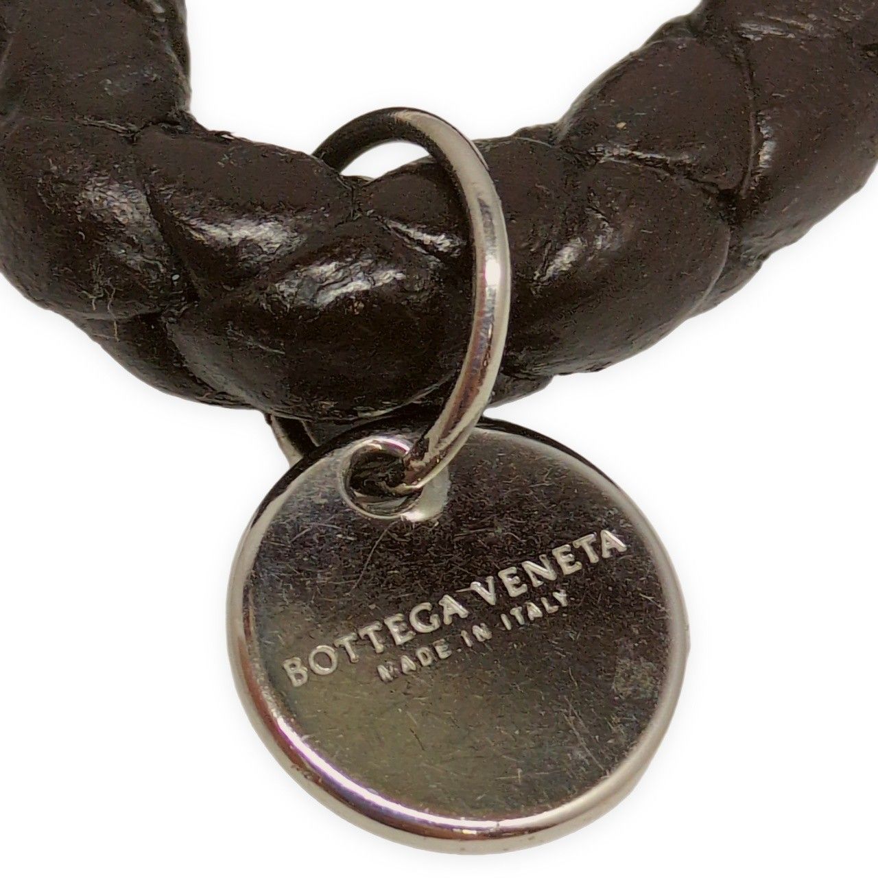 BOTTEGA VENETA ボッテガヴェネタ レザー編込 キーリング イントレ