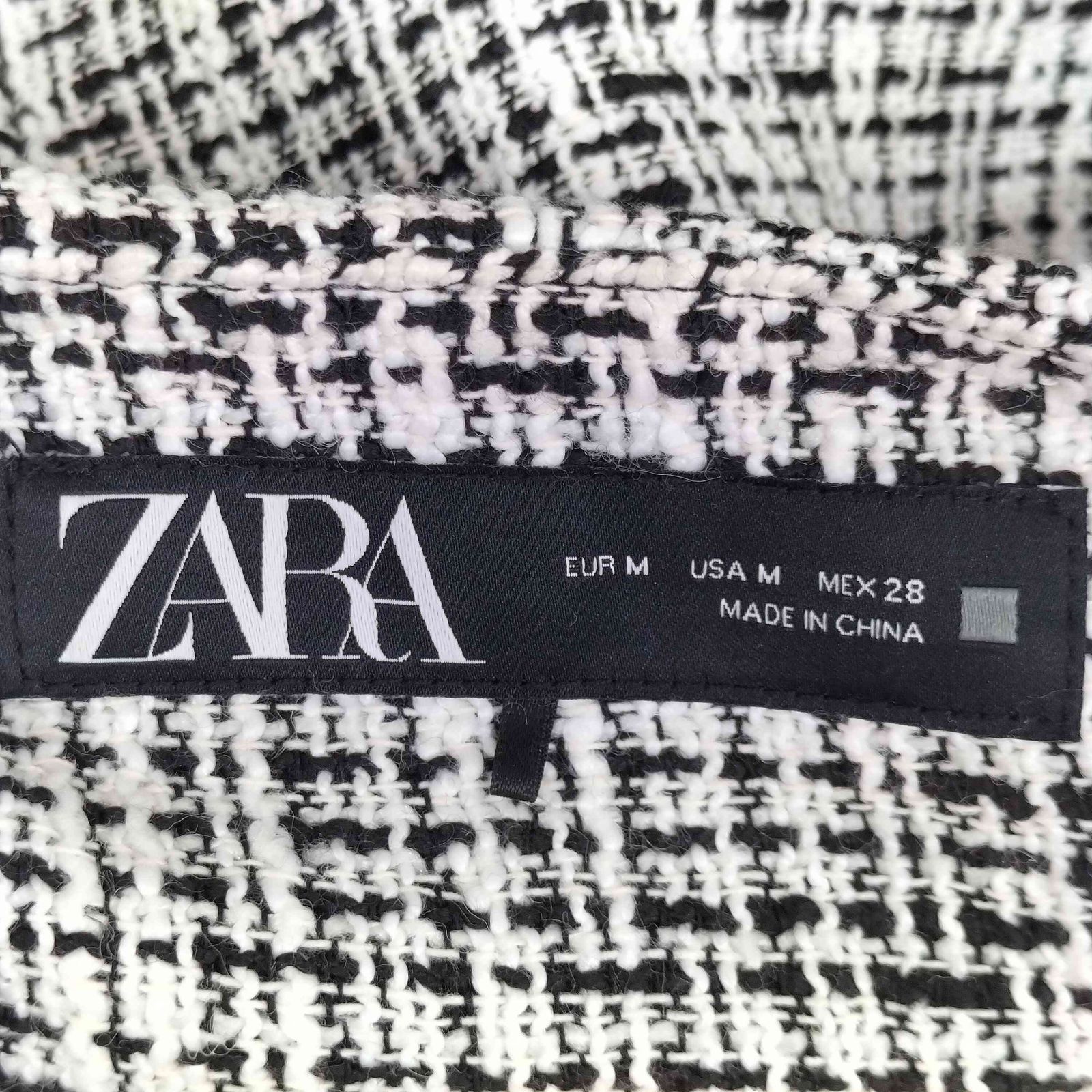 新品　ZARA　ジャケット　ツートン　ノーカラー　M 黒白 ザラ ZARA ノーカラーツイードジャケット レディース import：M - メルカリ