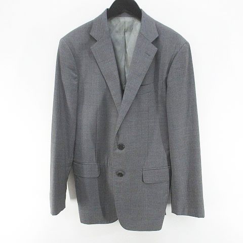 バーニーズニューヨーク BARNEYS NEW YORK セットアップ スーツ テーラード ジャケット 背抜き ロングパンツ スラックス ジップアップ 48 灰系 グレー 日本製 ロールアップ 毛 ウール 裏地 無地