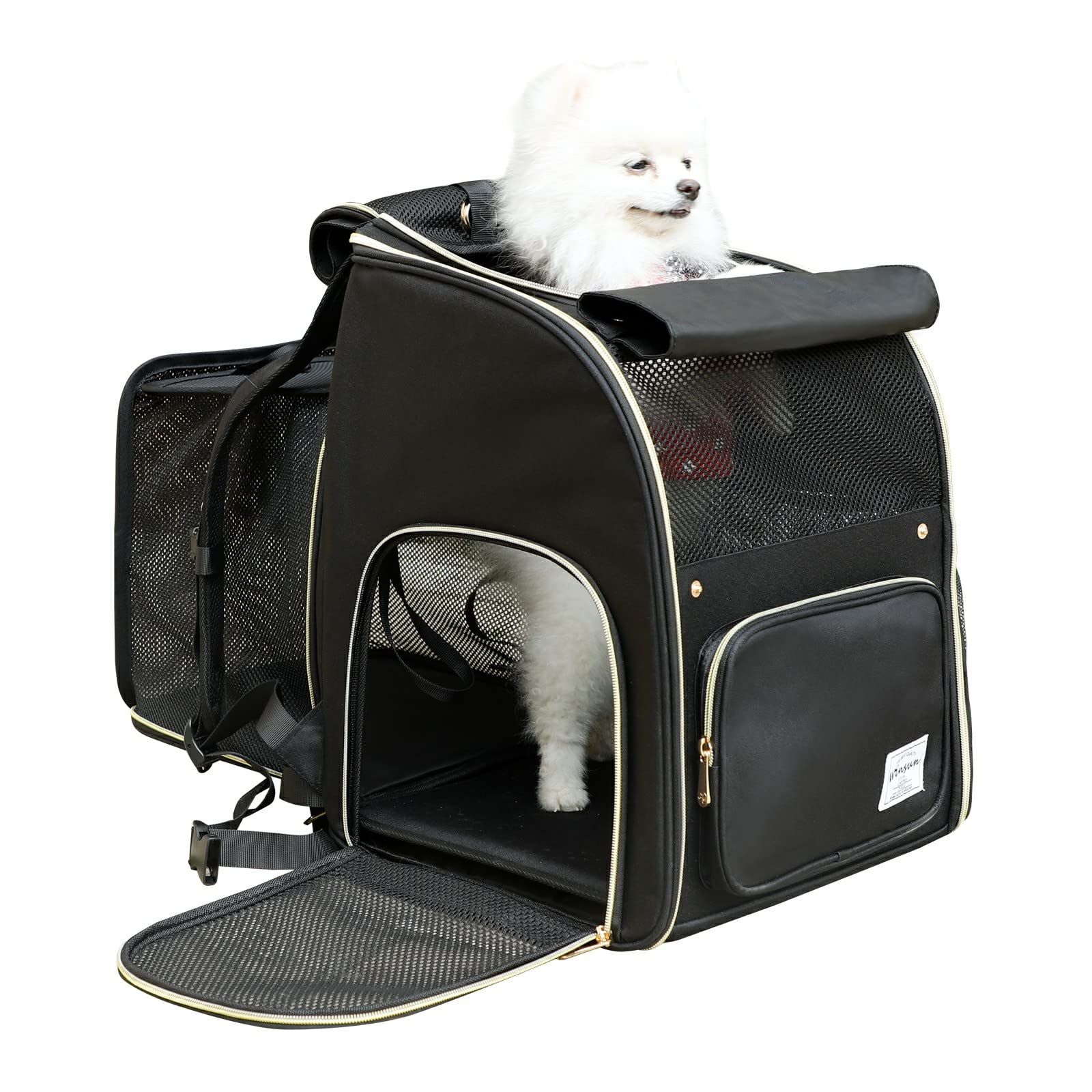 ★新品★WinSun 犬リュック 猫 キャリーリュック 拡張可能 猫 ペット 犬 キャリー 大容量 通気性 旅行 通院 交通機関 避難用 ペット きゃりーバック dc029da6