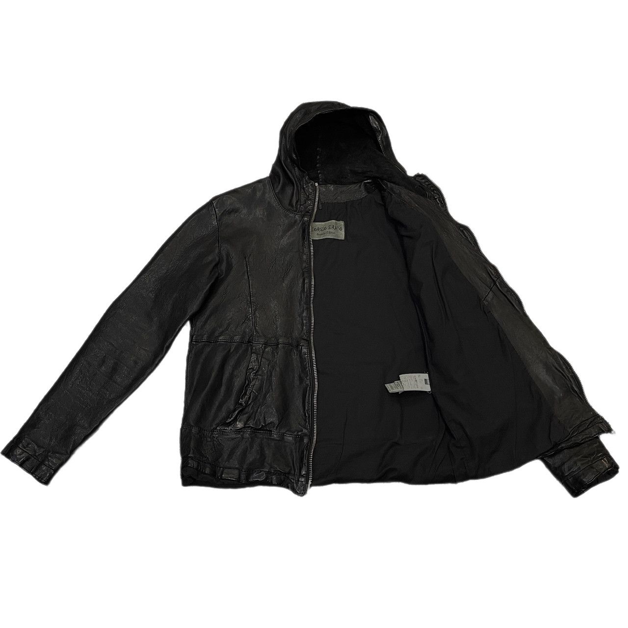 GIORGIO BRATO ジップパーカー クリーニング済み GIORGIO BRATO 17SS ラムレザーフーデッドジップアップジャケット