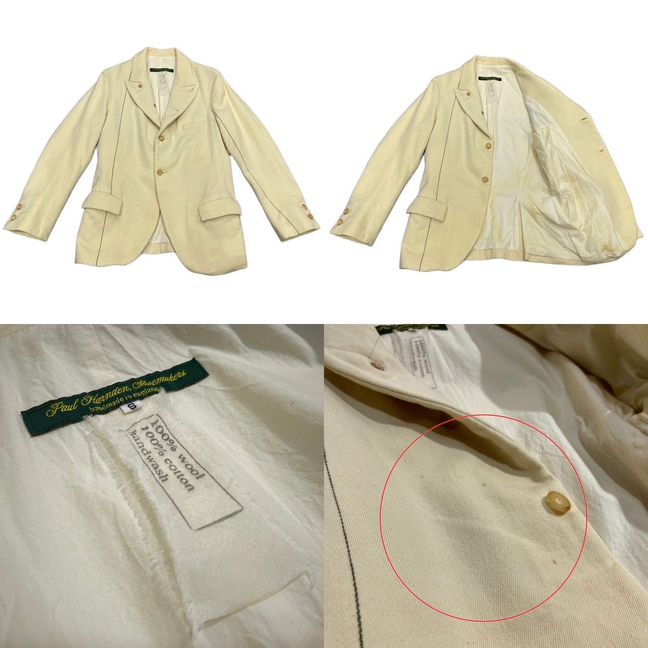 Paul Harnden Shoemakers ウールツイードピンストライプ4Bテーラード
